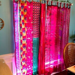 2 Beautiful pink sari sheer curtains
